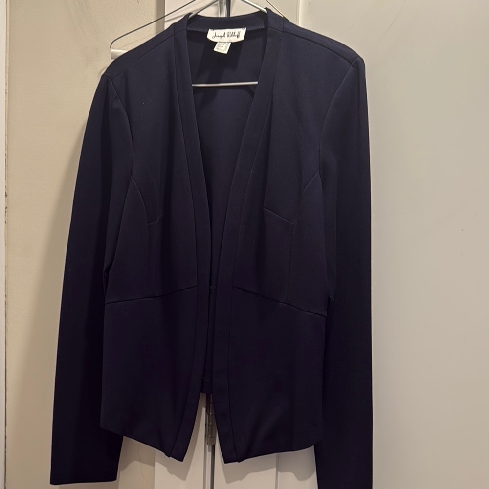 New W Tags Navy Tuxedo Jacket/ Blazer Joseph Ribkoff Open-Front Design Size 14